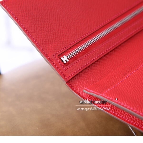 Hermes epsom bearn wallet q5 rouge casaque - Image 3