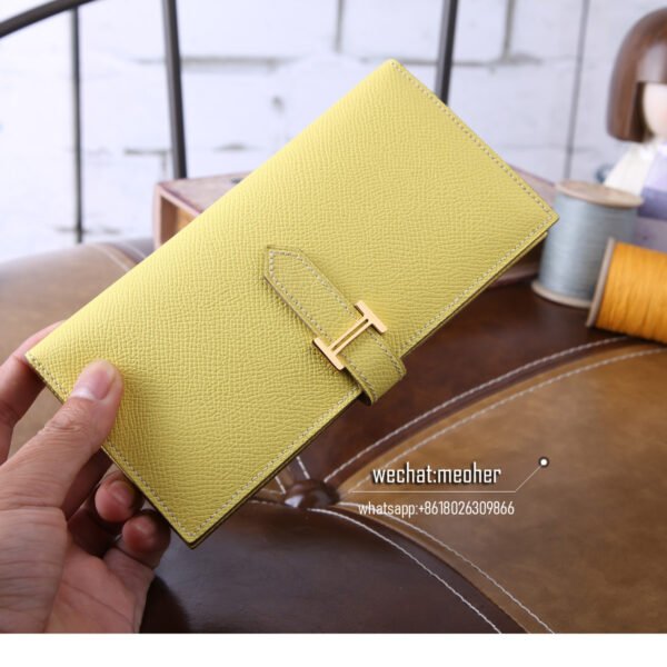hermes epsom bearn wallet 1z jaune poussin