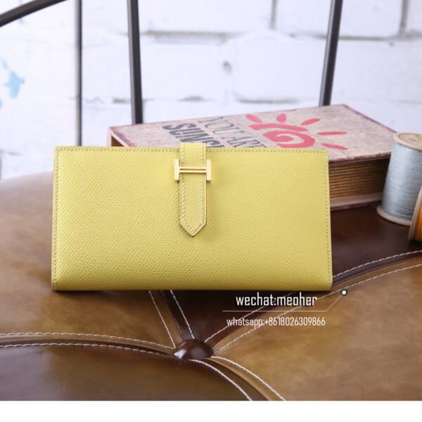 Hermes epsom bearn wallet 1z jaune poussin - Image 9