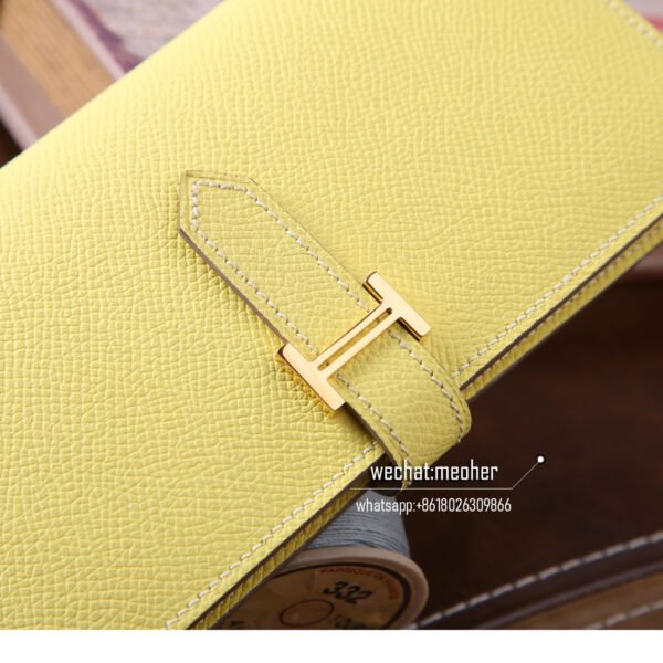 Hermes epsom bearn wallet 1z jaune poussin - Image 6