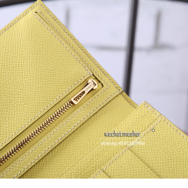 Hermes epsom bearn wallet 1z jaune poussin - Image 5