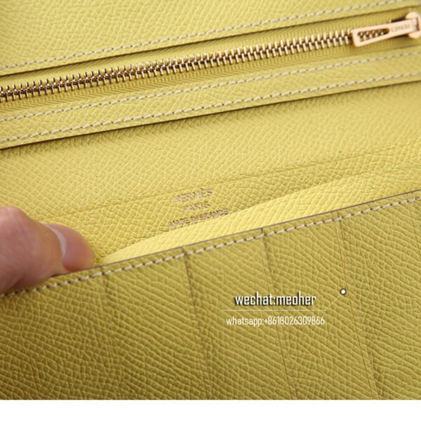 Hermes epsom bearn wallet 1z jaune poussin - Image 4