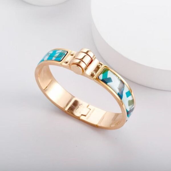 Hermes Grand Apparat hinged painted bracelet  rose hardware - Image 2