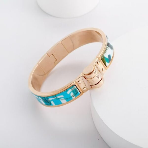 Hermes Grand Apparat hinged painted bracelet  rose hardware - Image 3