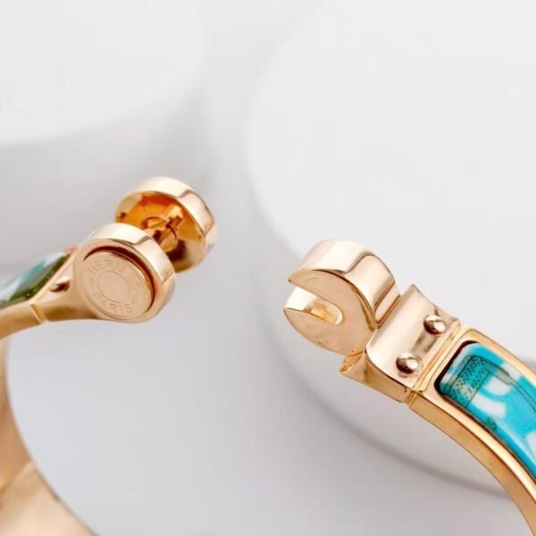 Hermes Grand Apparat hinged painted bracelet  rose hardware - Image 4