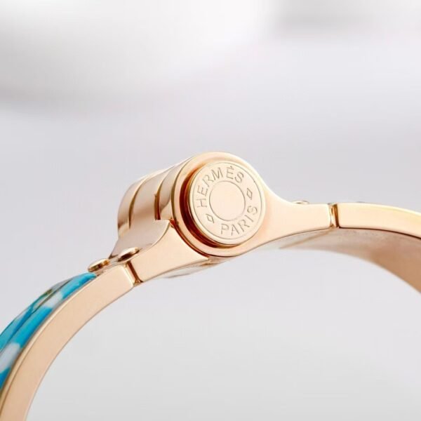 Hermes Grand Apparat hinged painted bracelet  rose hardware - Image 5
