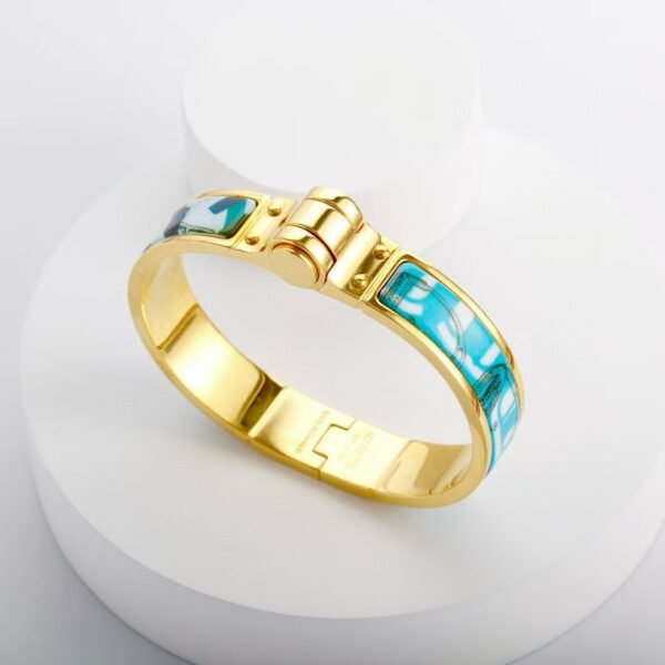 Hermes Grand Apparat hinged painted bracelet  gold hardware - Image 2
