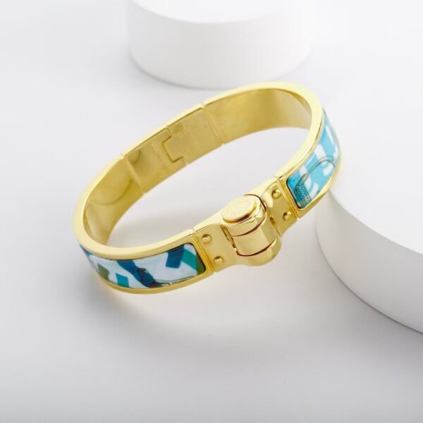 Hermes Grand Apparat hinged painted bracelet  gold hardware - Image 6