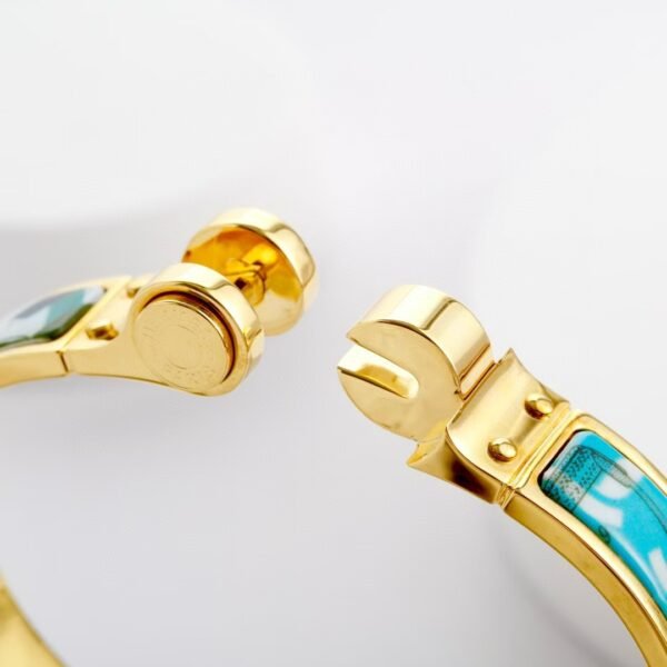 Hermes Grand Apparat hinged painted bracelet  gold hardware - Image 5