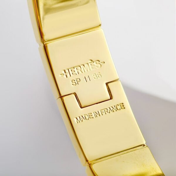 Hermes Grand Apparat hinged painted bracelet  gold hardware - Image 3