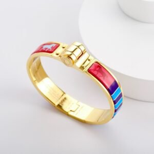 Hermes Grand Apparat hinged bracelet gold