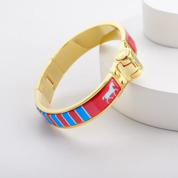 Hermes Grand Apparat hinged painted bracelet  gold hardware red - Image 2