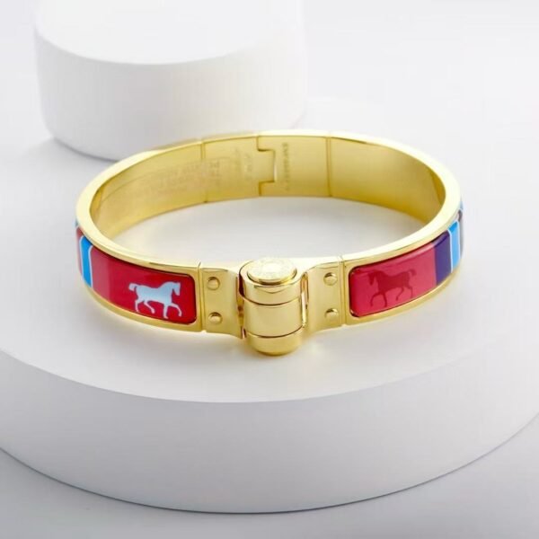Hermes Grand Apparat hinged painted bracelet  gold hardware red - Image 3