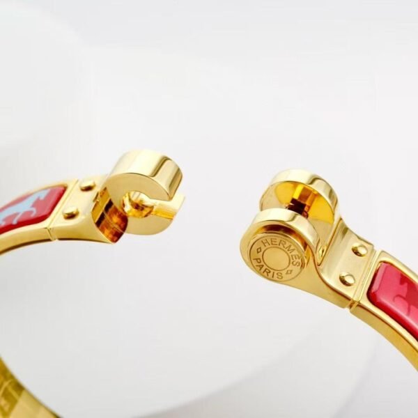 Hermes Grand Apparat hinged painted bracelet  gold hardware red - Image 4
