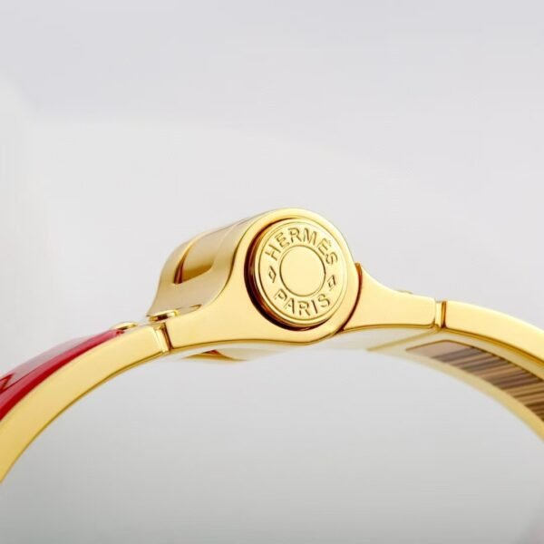 Hermes Grand Apparat hinged painted bracelet  gold hardware red - Image 5