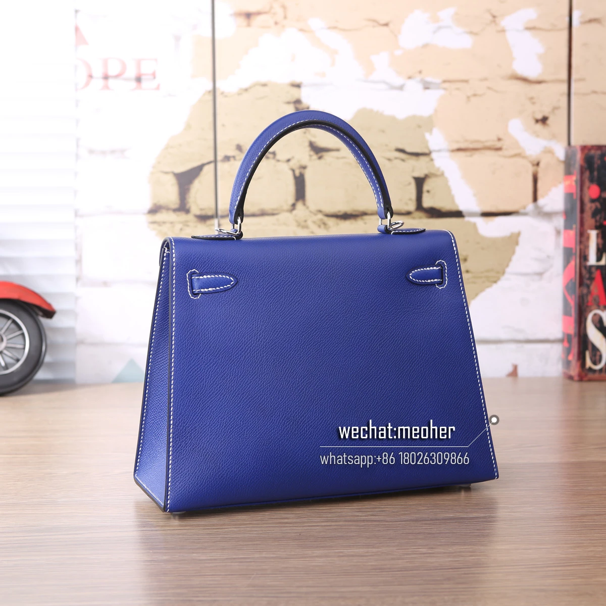 Kelly 25 cm 7T bleu electrique white waxed linen thread - Image 2