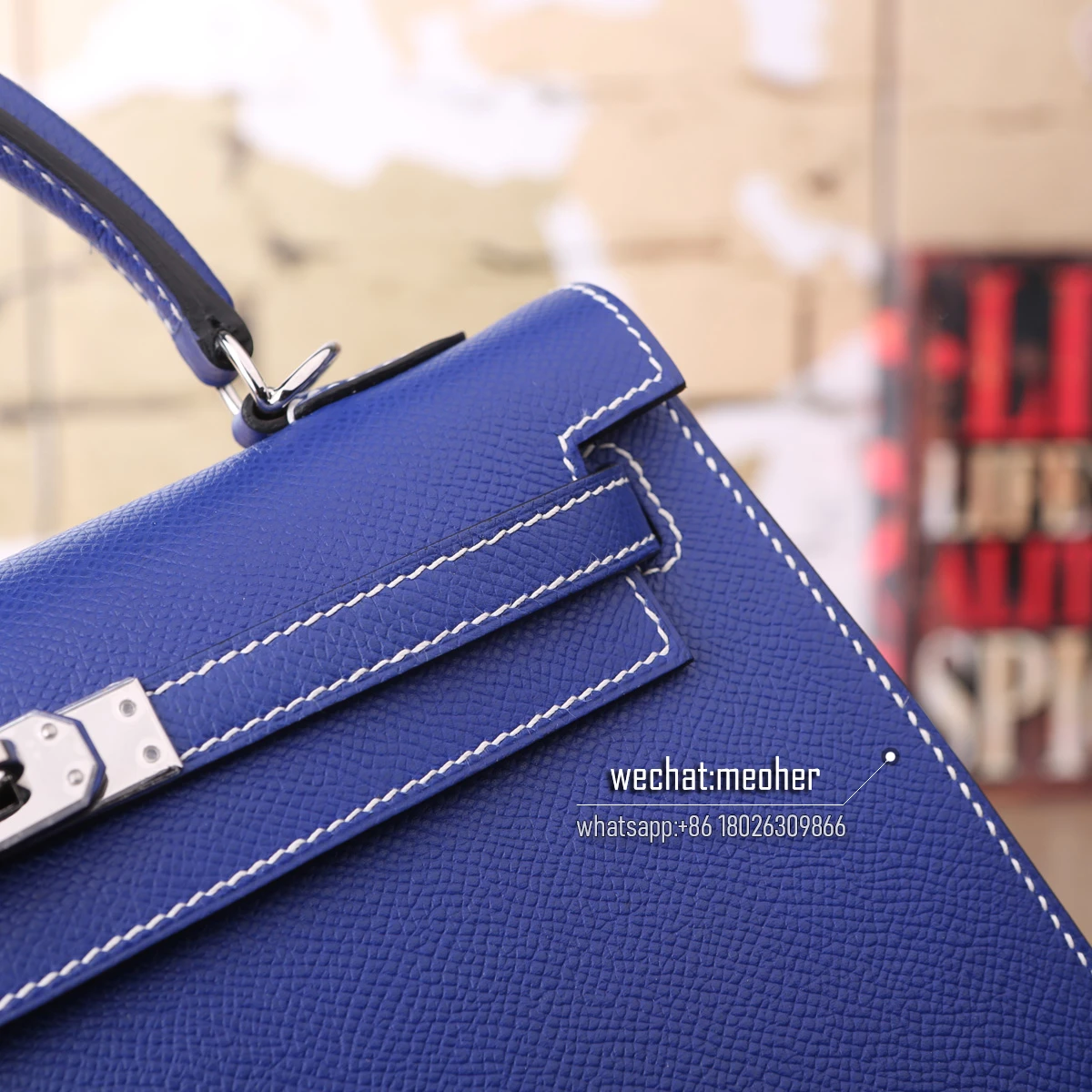 Kelly 25 cm 7T bleu electrique white waxed linen thread - Image 5