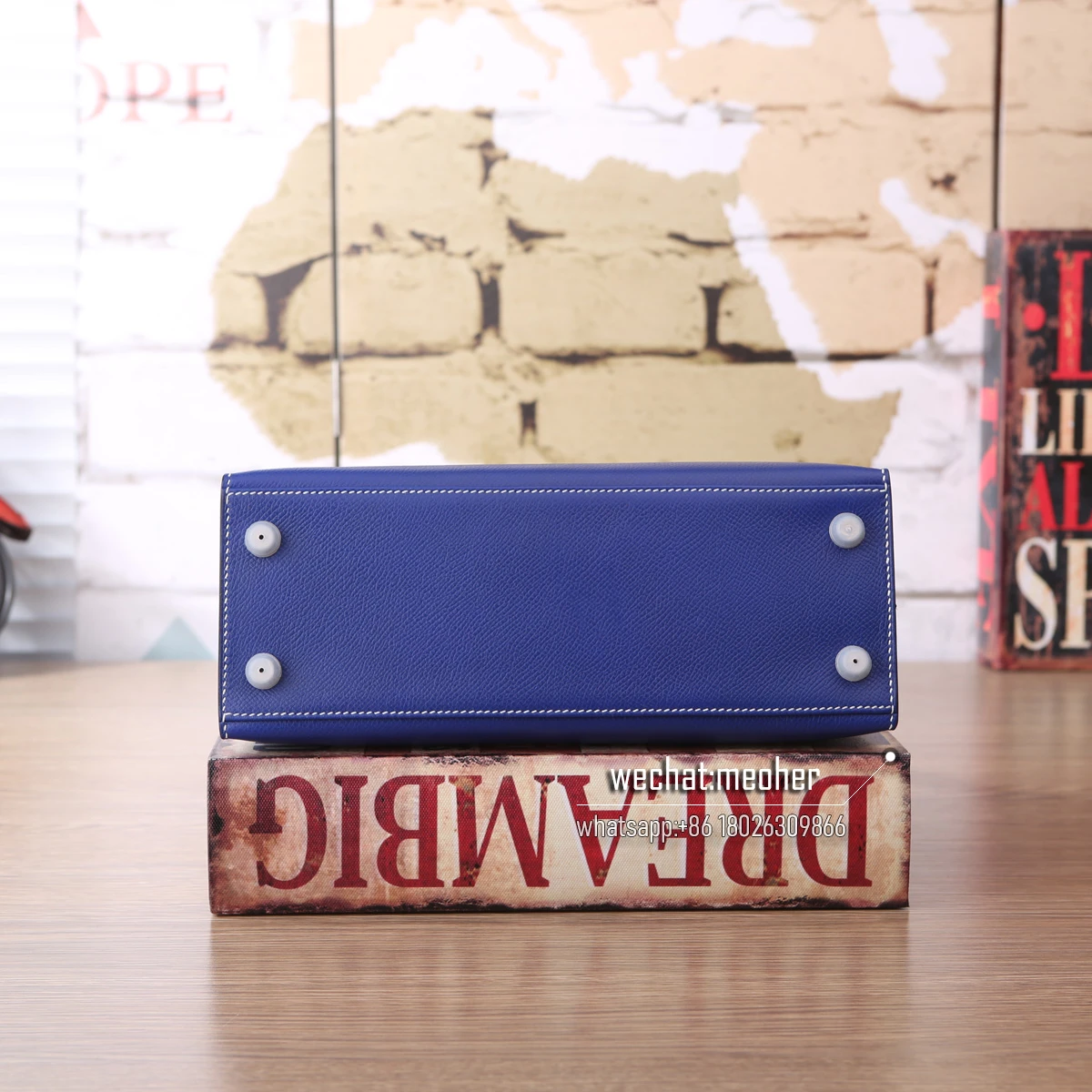 Kelly 25 cm 7T bleu electrique white waxed linen thread - Image 6