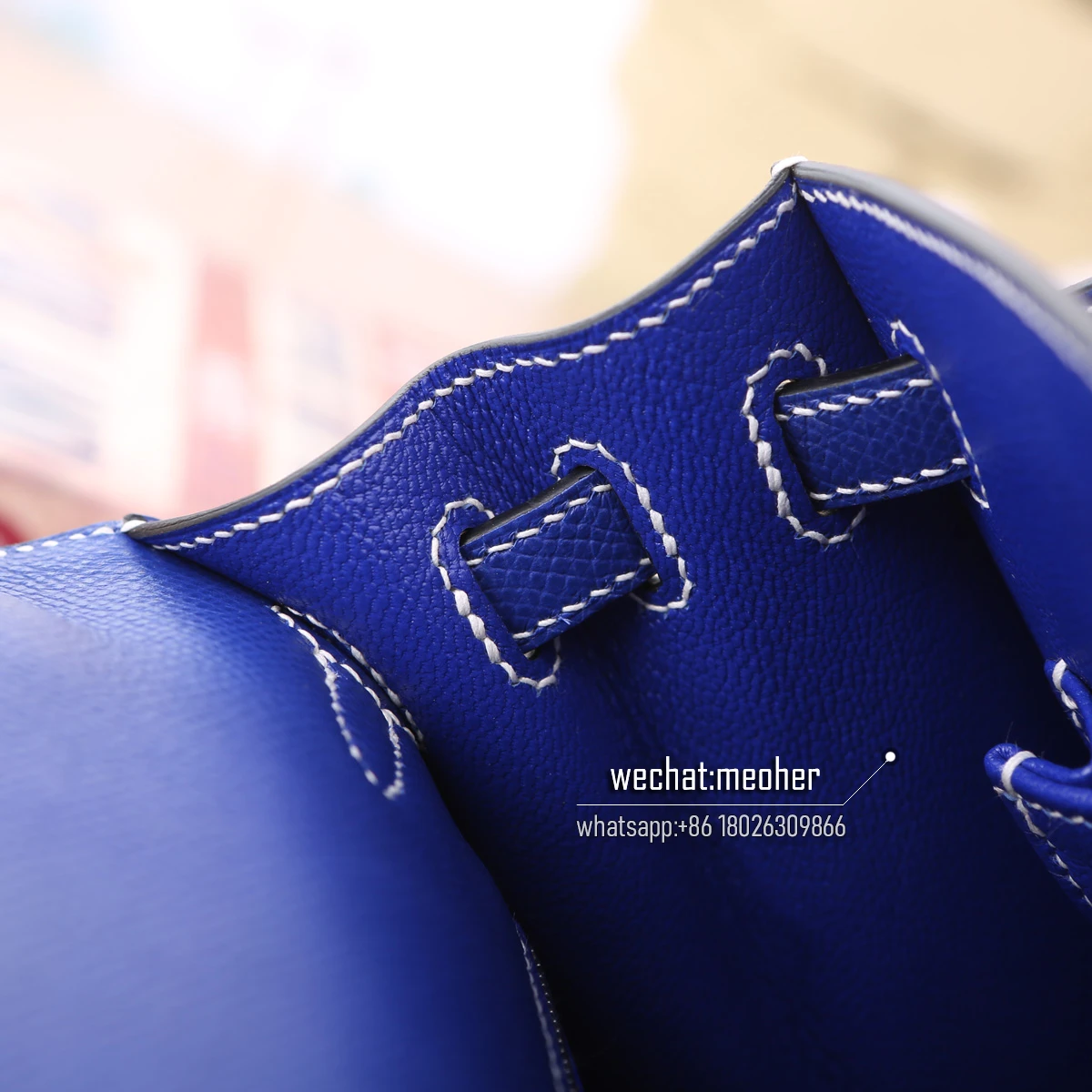 Kelly 25 cm 7T bleu electrique white waxed linen thread - Image 9