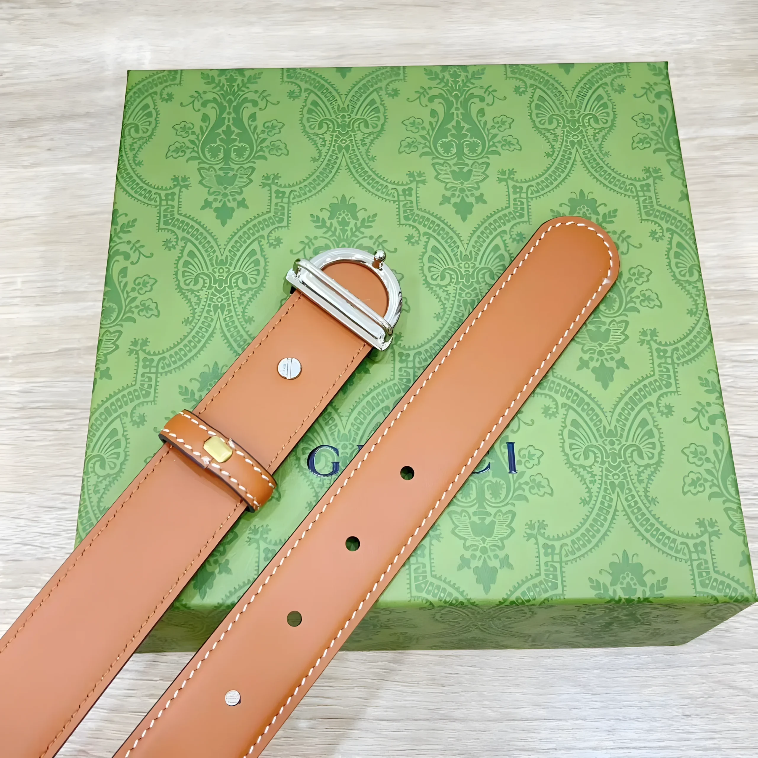 Gucci belt glossy 30mm wide Fashion unisex belt brown - Image 6