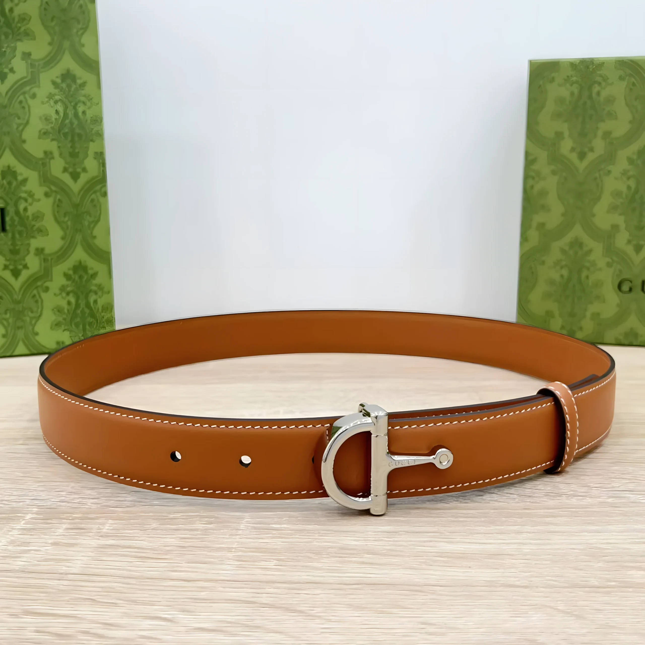 Gucci belt glossy 30mm wide Fashion unisex belt brown - Image 3