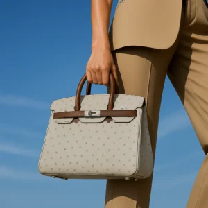 Hermes kk ostrich birkin 25cm Gris Perle/mousse